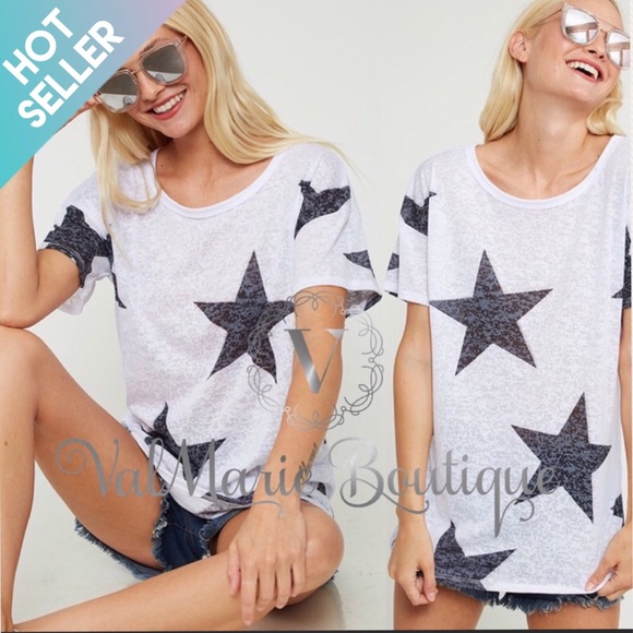 ValMarie Tops - LAST 1! white burnout star print T-shirt